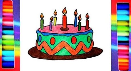 Draw and Color Birthday Cake – Learn the colors