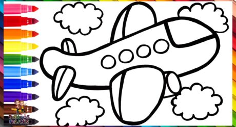 Draw and Color a Rainbow Plane Drawings For Kids