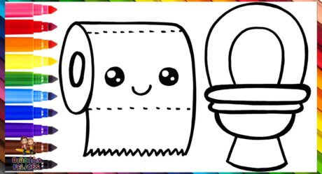 Draw and Color A Toilet With Rainbow Toilet Paper Drawings For Kids