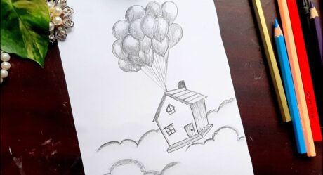 Dessin de maison volante – Easy House Drawing // Dessin au crayon #5