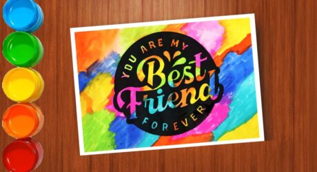 Greeting card drawing for Best friends | Friendship day drawing with poster colors