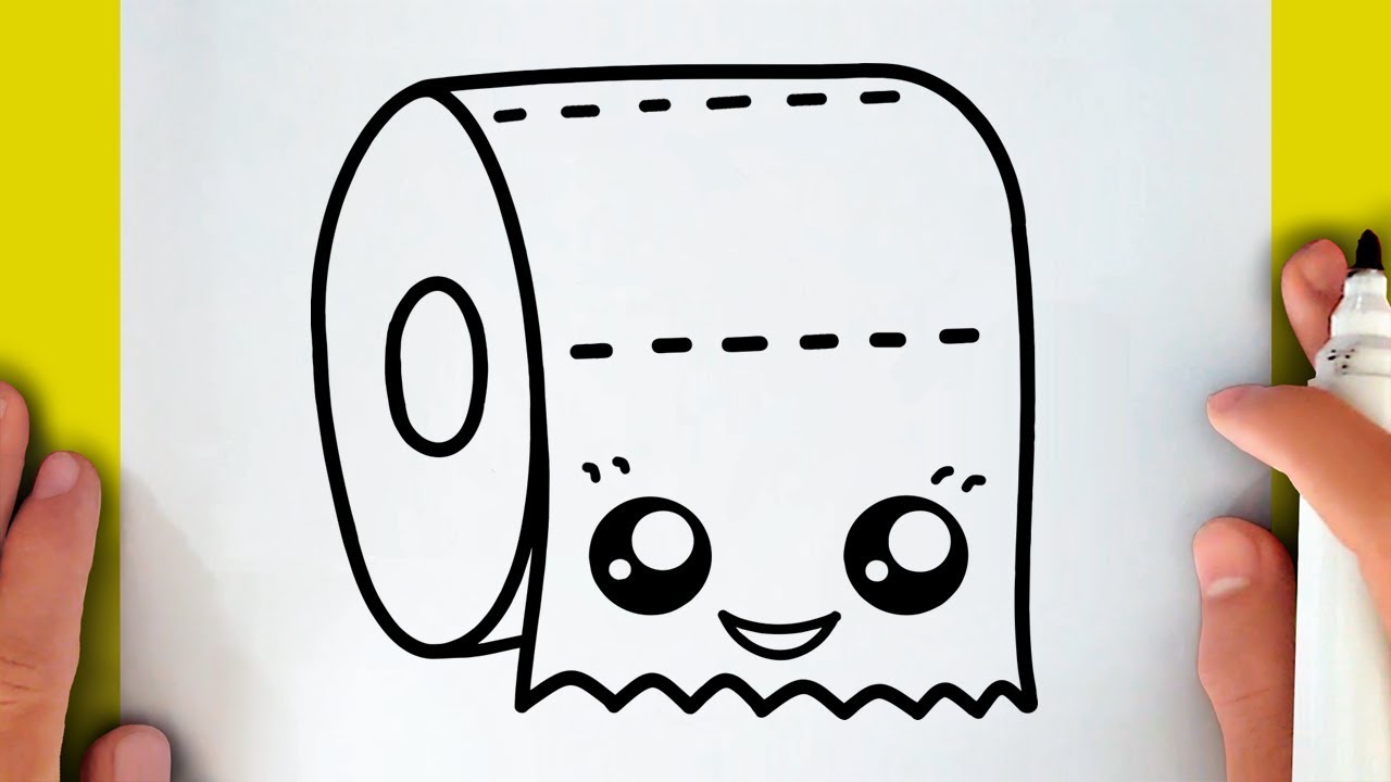 HOW TO DRAW A CUTE TOILET PAPER