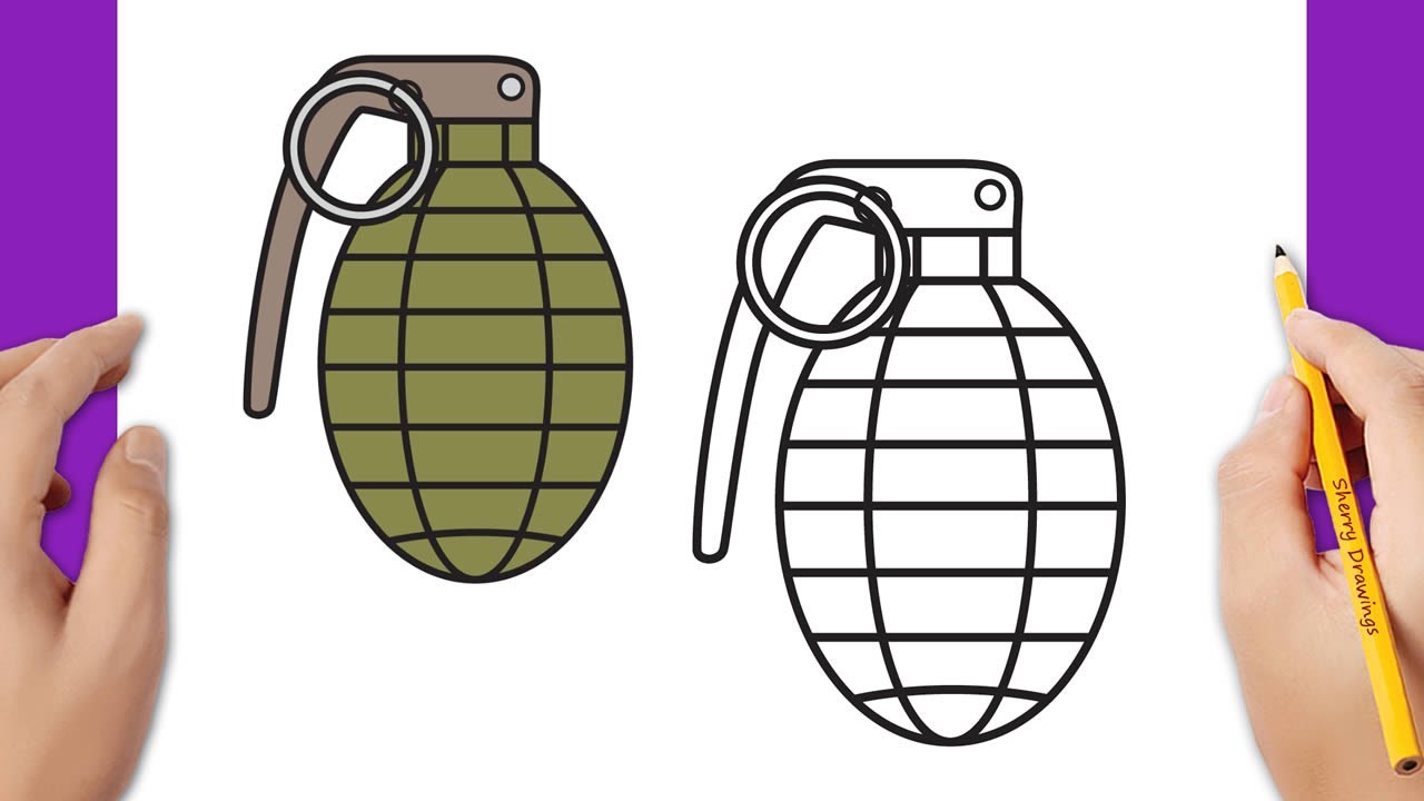 HOW TO DRAW A GRENADE EASY