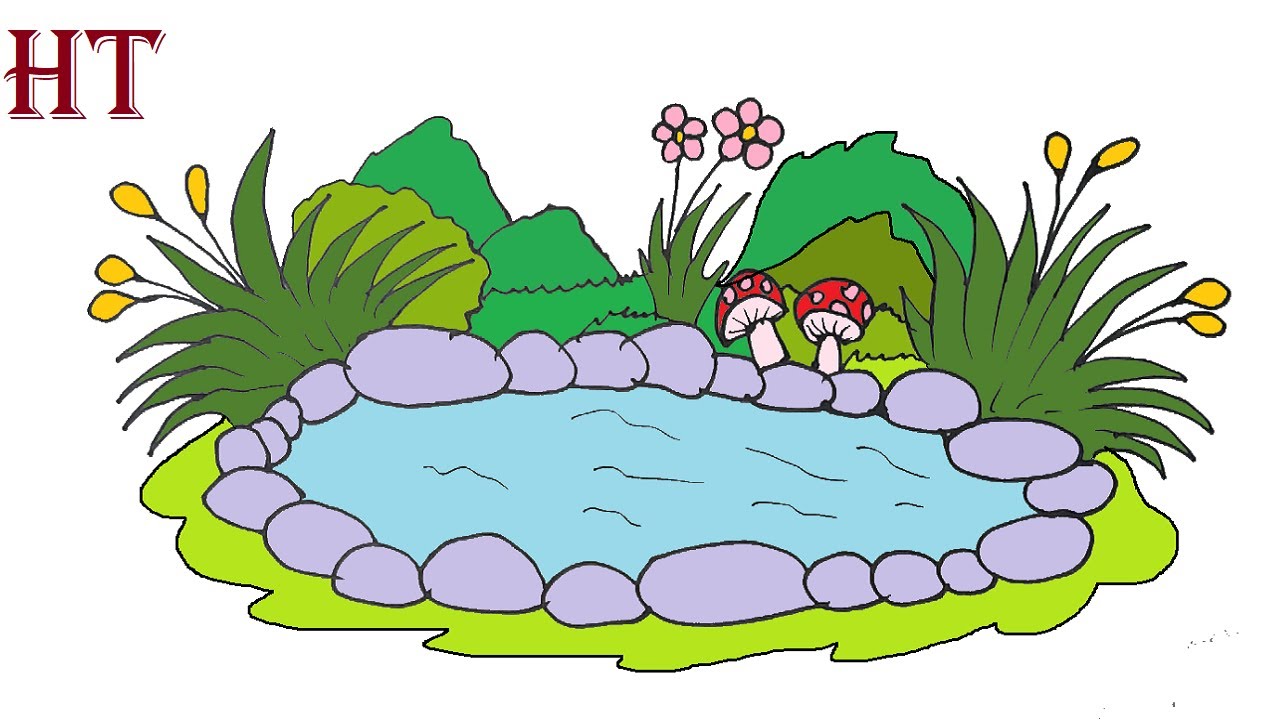 How To Draw A Pond easy Step by Step