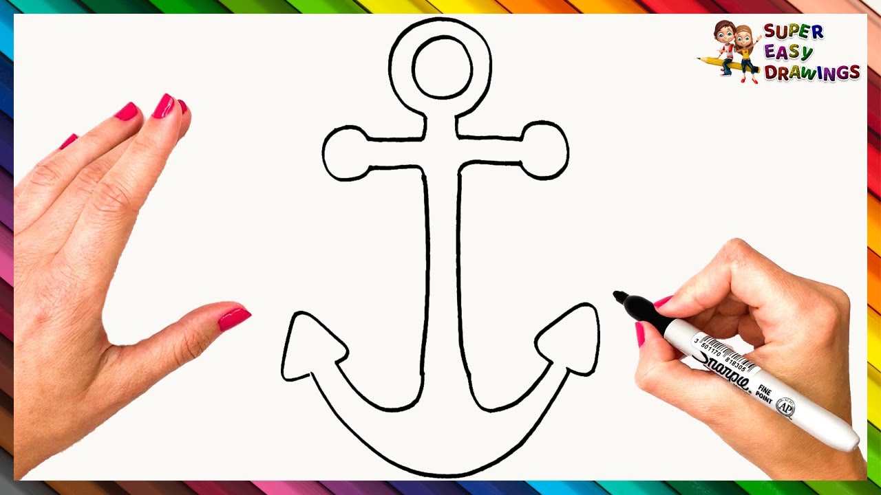 How To Draw An Anchor Step By Step Anchor Drawing Easy