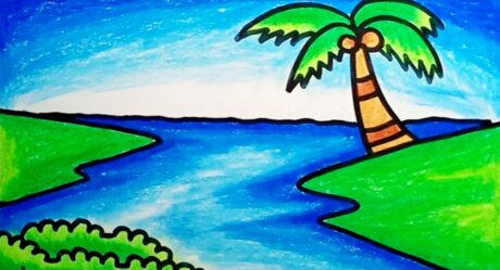 Comment dessiner un paysage de lac facile pour les enfants | Dessiner un paysage de lac simple