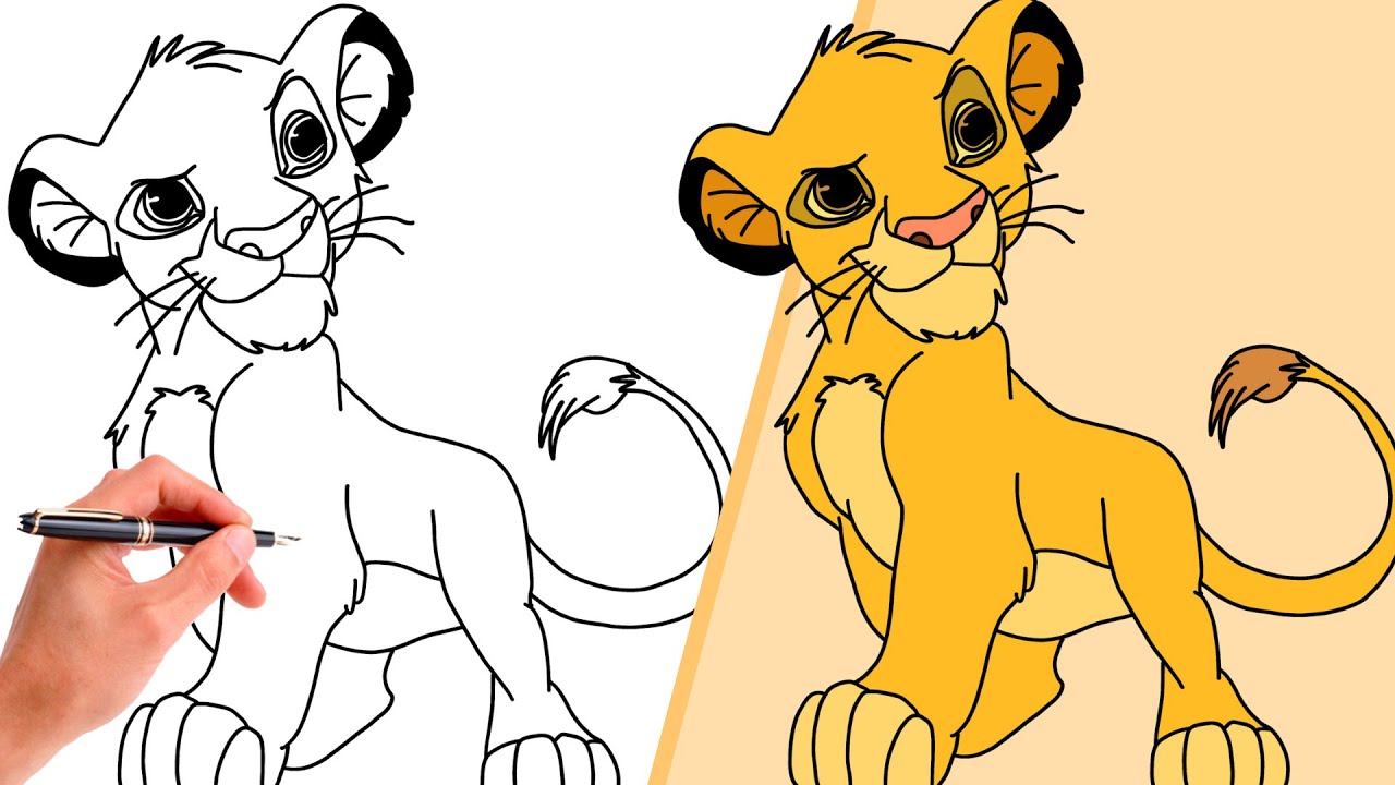 How To Draw SIMBA FROM THE LION KING // Step-By-Step