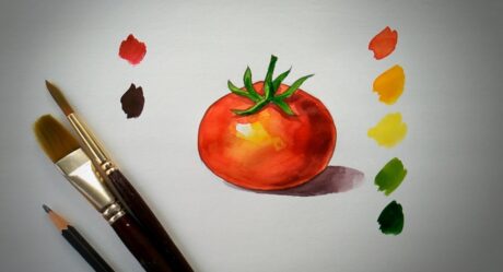 Como pintar" TOMATE " para principiantes | sencillo | color de agua