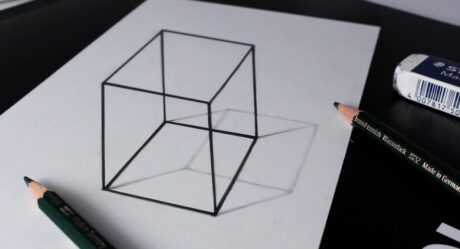 Comment dessiner une illusion 3D : Cube et ombre : Dessin au crayon anamorphique