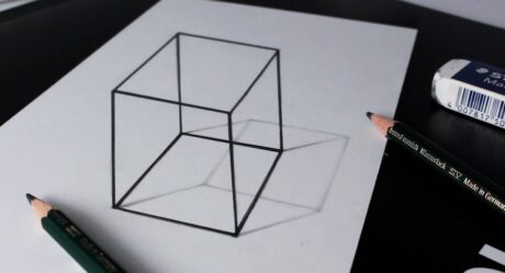 3D イリュージョンの描き方: 立方体と影: アナモルフィック ペンシル ドローイング