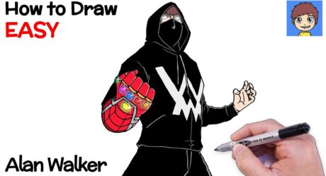 Comment dessiner Alan Walker avec Infinity Gauntlet étape par étape facile