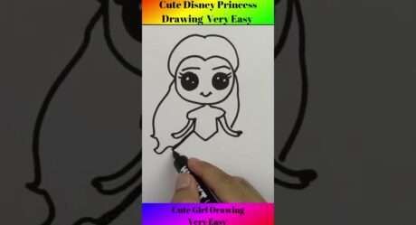 How to Draw Cute Disney Princess Very Easy #shorts #drawing #subscribe