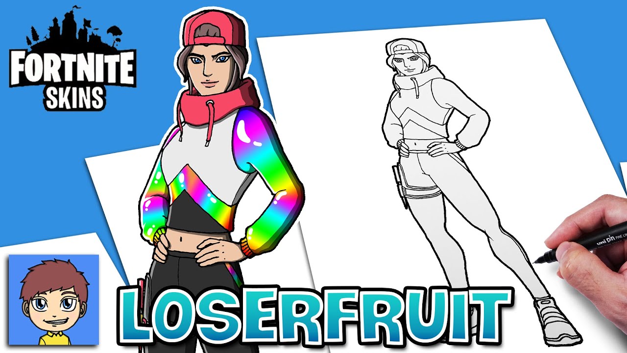 How to Draw Loserfruit Fortnite Drawing Easy Step by Step