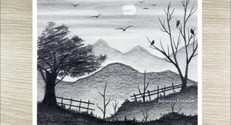 How to Draw Mountain Landscape with pencil, Pencil Drawing for beginners