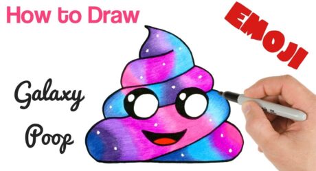 Cómo dibujar caca Emoji Galaxy y lindo | Tutorial de arte paso a paso.