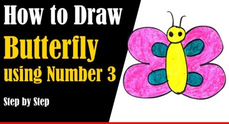 How to Draw a Butterfly using Number 3 Step by Step – very easy