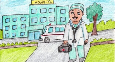 Comment dessiner un bâtiment d’hôpital avec un médecin – étape par étape