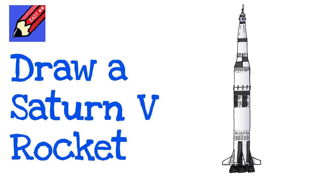 How to Draw a Saturn V Apollo Rocket Real Easy spoken step by step