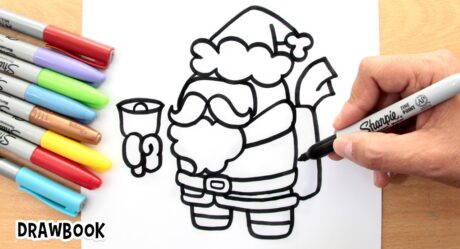 How to draw AMONG US SANTA CLAUS with the Bag of Gifts