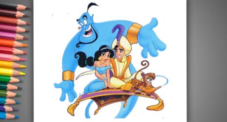 How to draw Aladdin, Jasmine, Genie and Abu | Aladdin Cartoon characters drawing