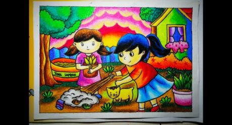 How to draw | Cara Mewarnai Gradasi Crayon/Oilpastel : Menjaga Kebersihan