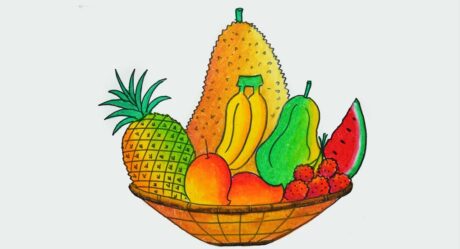 Cómo dibujar una canasta de frutas fácil y simple (paso a paso)