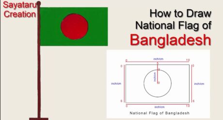 How to draw National Flag of Bangladesh, easy Flag drawing and color