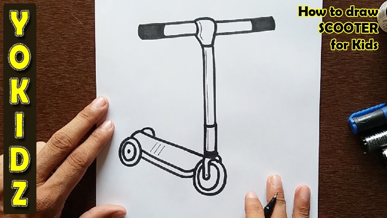 How to draw SCOOTER for kids