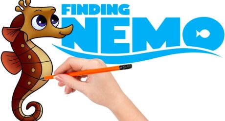 How to draw Sheldon, the "H2O intolerant" seahorse from the reef – Finding Nemo