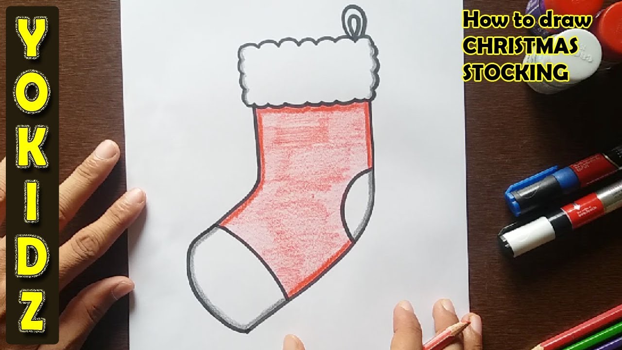 How to draw a CHRISTMAS STOCKING step by step