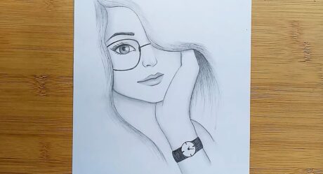 How to draw a Girl face with Glasses for beginners – step by step || Face drawing || Pencil sketch