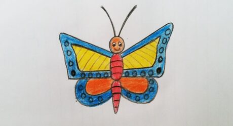 How to draw a butterfly | very easy drawing for kids step by step with colour