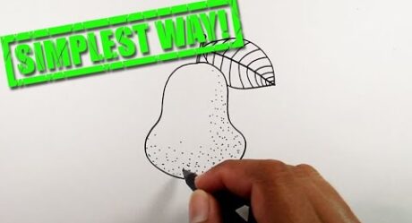 Cómo dibujar una pera simple con una hoja | dibujos simples