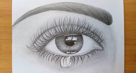 How to draw an eye with teardrop for Beginners//Pencil sketch Drawing