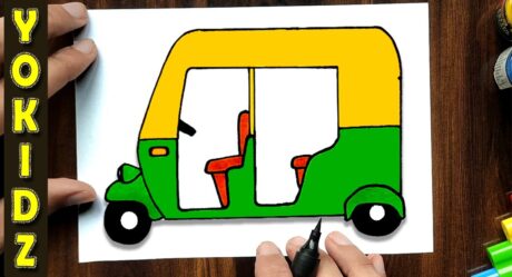 Cómo dibujar auto rickshaw fácil | Dibujo de rickshaw automático