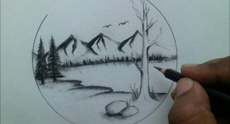 Comment dessiner un dessin de paysage facile et beau de la nature / croquis de paysage