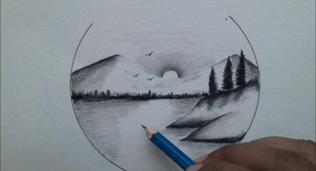 How to draw easy nature scenery drawing at real-time / Pencil drawing for beginners step by step