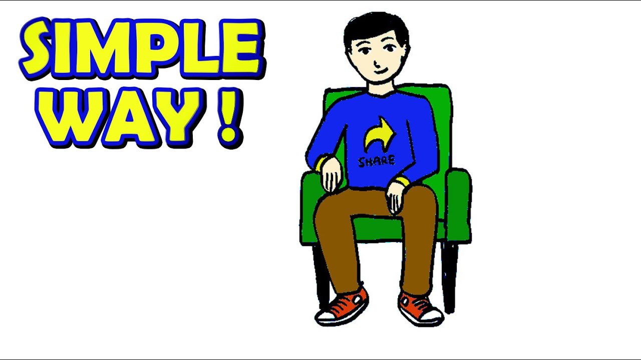 How to draw someone sitting in a chair front view simple way Easy