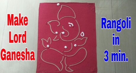 How to make Lord Ganesha rangoli design (very easy) for Ganpati festival 2018 in just 3 minutes