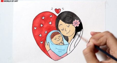 Mother and Son Pencil drawing for beginners | Cute Drawing mom and baby