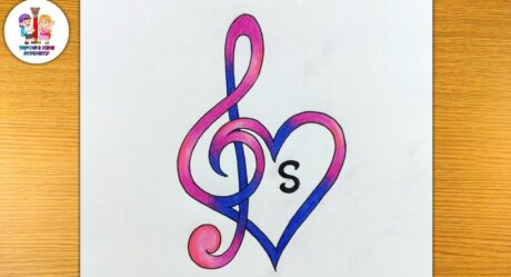 Dibujo de logotipo de amante de la música | diseño de tatuaje de amor@Taposhikidsacademy