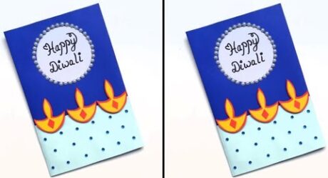 Very Easy:How to make Diwali Greeting Card 2021 | DIY Diya card | Handmade Diwali card making ideas