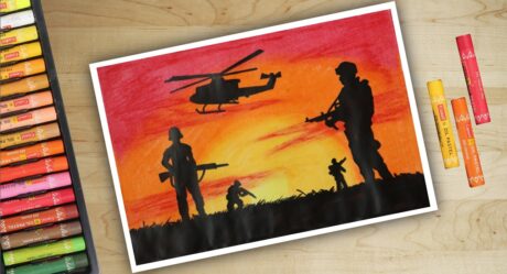 army drawing with oil pastels || oil pastel drawing for biginners