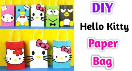 #shorts • DIY Hello Kitty Paper Bag • How to make paper bag • paper bag making at home • 1-min video