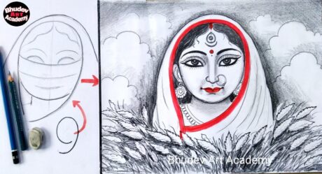 Maa Durga Face Drawing|How To Draw Maa Durga Face With Pencil Sketch For Beginners Step By Step