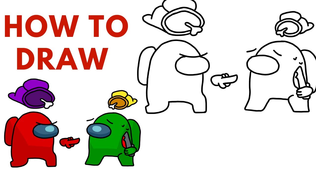 How To Draw AMONG US Characters - EASY - Step-By-Step