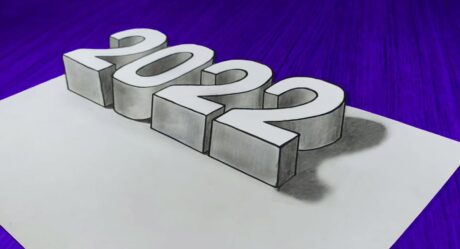 3D drawing- 2022 | Happy New Year 2022 Easy 3D Drawing #shorts