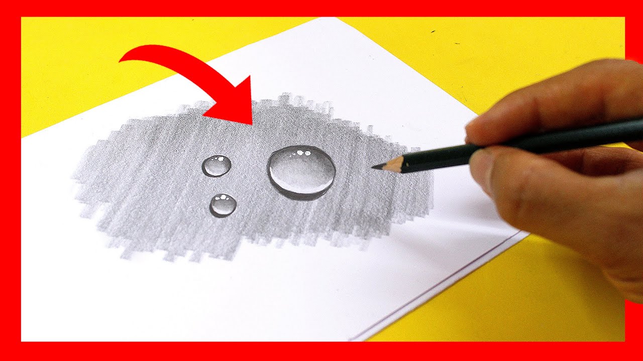 3D water Drop drawing - Dibujo 3D - Como Dibujar una Gota de Agua - shorts Drawing