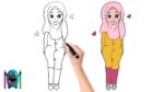 Başörtülü Kız Çizimi How to Draw a Hijab Girl #hijabgirl #drawinggirl
