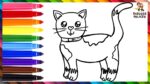 Cómo Dibujar Un Gato  Dibuja y Colorea Un Lindo Gatito  Dibujos Para Niños
